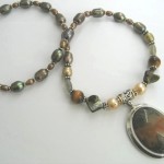 Water Agate in Autumn tones with pearls