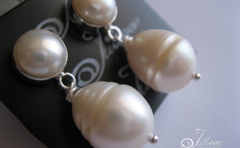 Rare Double White Pearl Earring