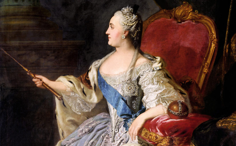 A Portrait of Catherine The Great With her Hair adorned with Pearls