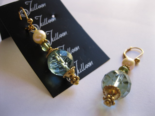 Bright Colour Gemstone and Pearl Earrings