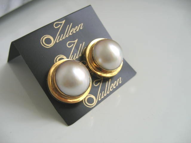 Coco Gold Set Mabe Clip On Earrings by Julleen Jewels