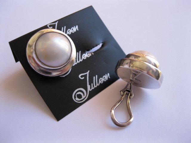 Clip On Genuine Pearl and Sterling Silver Earrings by Julleen