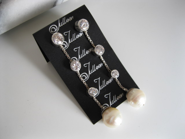 Love A White Pearl Earring in Sterling Silver by Julleen Jewels