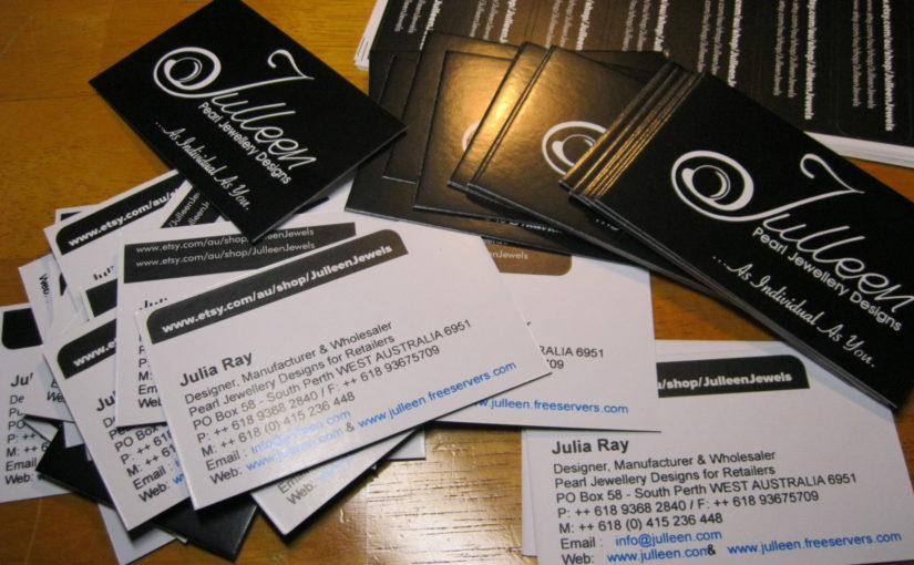 Julleen Jewels Esty Store Stickers on Business Cards, Makes all the difference